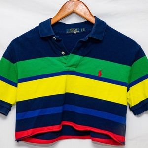 stripped polo crop top